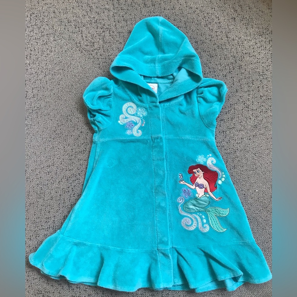 Disney Little Mermaid Ariel Turquoise Hooded Bathing suit cover up for Girls